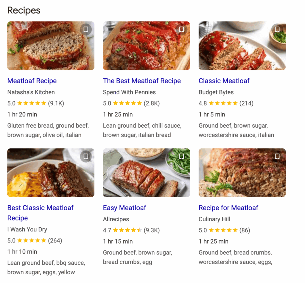image of meatloaf recipe rich results